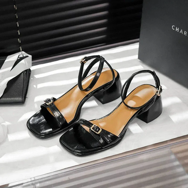 binfenxie  -  Designer Summer Woman Sandals Fashion Elegant Open Toe Thick Heel Shoes Ladies Outdoor Party Dress Sandalias