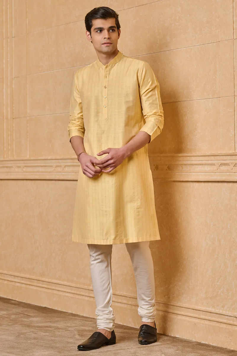 Yellow Classic Jacquard Kurta